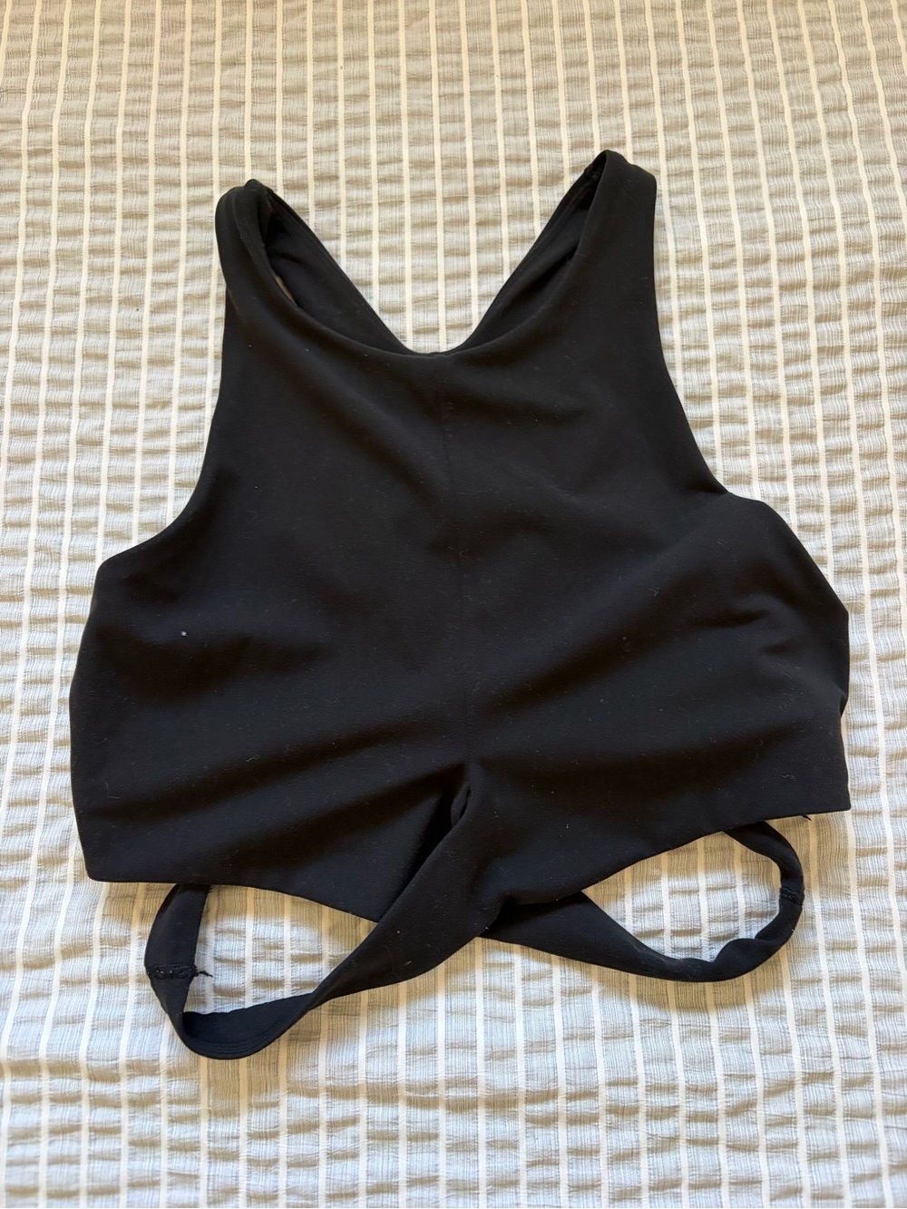 Athleta Black Supportive Crop Sports Bra with Racerback